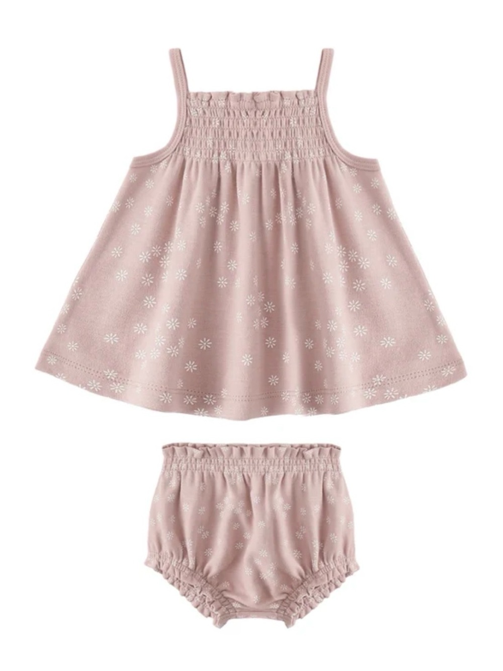 Quincy Mae Smocked Tank + Bloomer Set in the 'Mauve Daisy’ 6 months